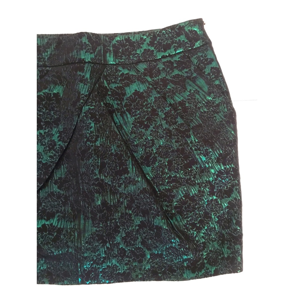 Beautiful Emerald Green Brocade Mini Skirt